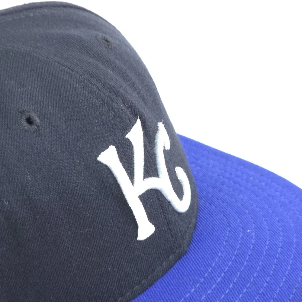 VINTAGE Kansas City Royals Hat Authentic Cap Wool Mens 7 5/8 Black‎ Blue MLB USA